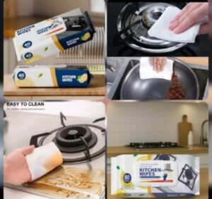 Kitchen Wipes – Multi-Purpose Cleaning Wet Wipes for Home & Kitchen | Oil, Grease & Stain Remover | Fresh & Antibacterial Cleaning Cloths