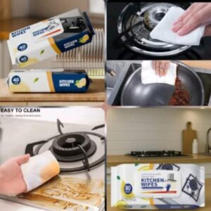 Kitchen Wipes – Multi-Purpose Cleaning Wet Wipes for Home & Kitchen | Oil, Grease & Stain Remover | Fresh & Antibacterial Cleaning Cloths