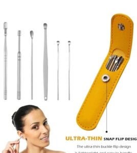 “Premium Stainless Steel Ear Cleaning Kit – 6-Piece Multi-Tool Set with Travel