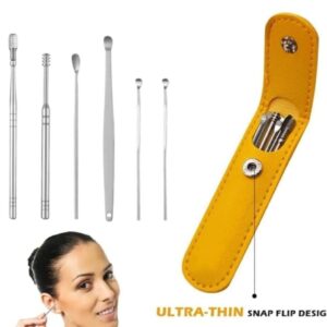 “Premium Stainless Steel Ear Cleaning Kit – 6-Piece Multi-Tool Set with Travel